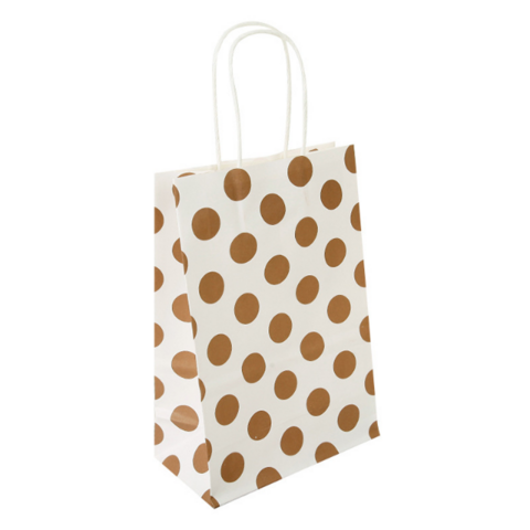 Sac Cadeau, 12pcs Sac Fourre-tout en Papier Kraft Réutilisable avec Poignée, Sac en Papier Kraft à Pois pour Cadeaux et Commerces for sale at factory direct price