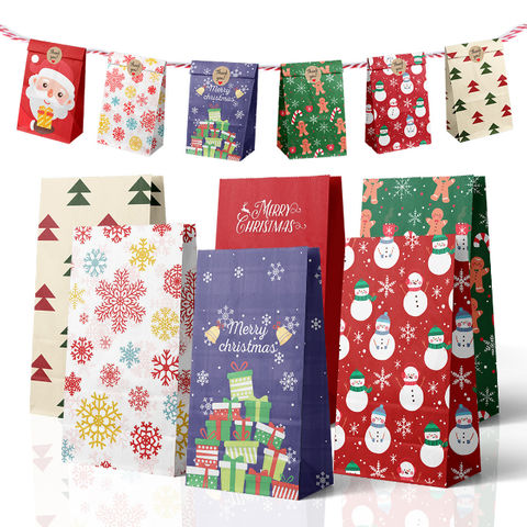 DERAYEE 24 Pcs Christmas Craft Paper Bags, Party Gifts Bag Bulk, Shopping  Wedding Merchandise Bags with Handle for Christmas Decorations  (5.9”*3.5”*9”) : Amazon.in: Home & Kitchen