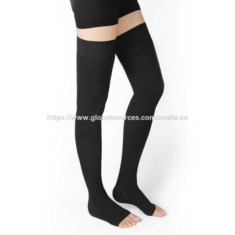 Women & Men Medical Open Toe Thigh High Compression Stockings with Silicone Band for for sale at factory direct price