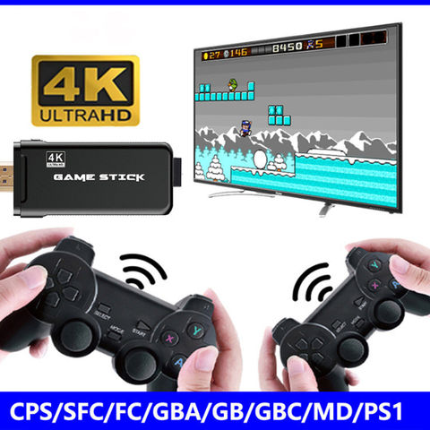 Retro Video Game Console M8 with Wireless Controller Game Stick 4K 64G  10000 Games HD-compatible for GBA/PS1/FC