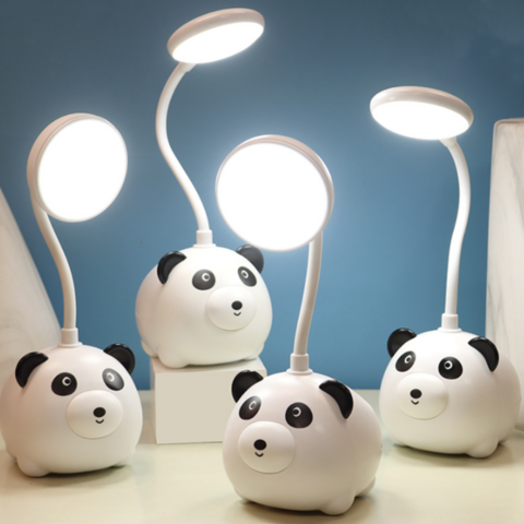 Portalápices Panda Creativo con Lámpara LED de Escritorio para Protección Ocular y Carga Nocturna - Lámpara de Mesa