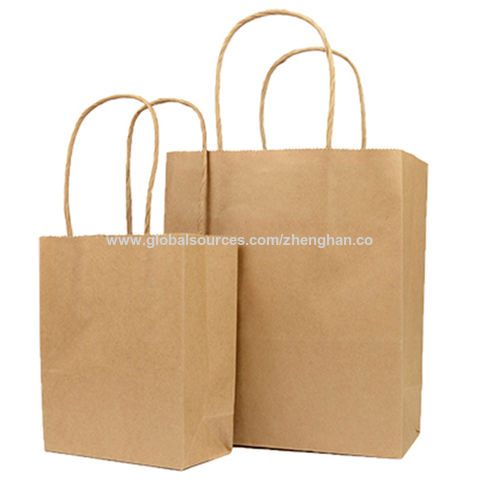 Bolsa de papel kraft ecológica, bolsa de regalo de papel reciclado resistente para compras minoristas con asa retorcida