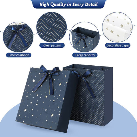 Buy Wholesale China Gift Bags Assorted Premium Blue Gift Bags With Tissue  Paper Use For Birthdays, Baby Shower,weddings & Paper Bag at USD 0.09