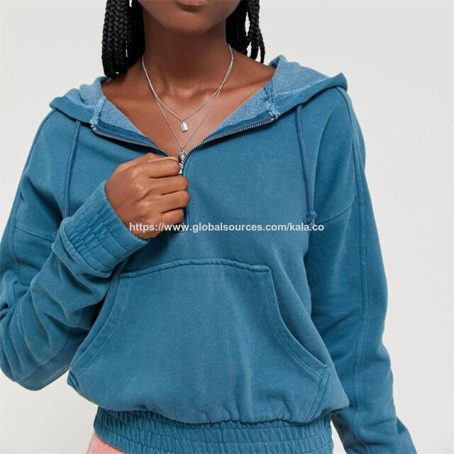 Sudadera con Capucha para Mujer con Media Cremallera y Lavado a la Piedra OEM - Fabricación Personalizada for sale at factory direct price