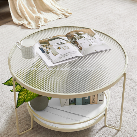 Table basse scandinave pour salon, ronde, allongée, en verre arc-en-ciel, simple et moderne. Idéal pour les importateurs et les distributeurs. for sale at factory direct price