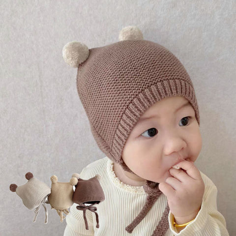 1pc Korean Style Winter Hat For Kids, Cute Pom-pom Knit Beanie Hat, Warm  Knitted Cap