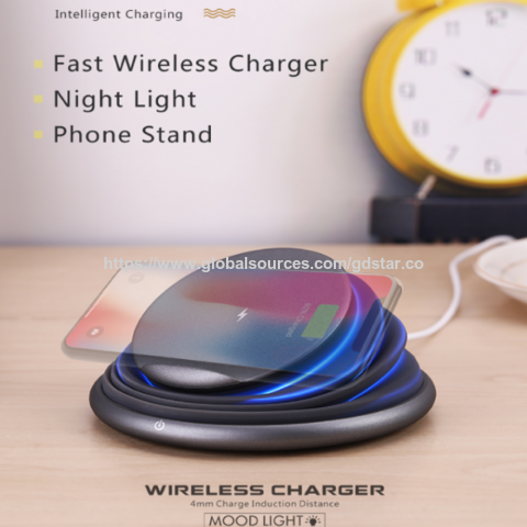 Chargeur sans fil rapide 15W 2025 avec veilleuse - Lampe de chevet à chargement sans fil