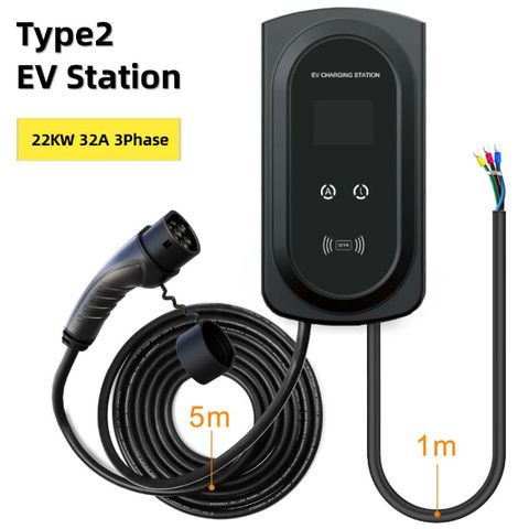 EVPLUG® EV Charger EV wallbox SMART electric car EV PHEV, Variable Power  22kW, Type 2 IEC 62196-2, 6 m