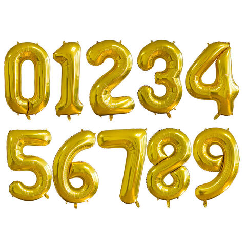 Ballons Chiffres Or Grand Format Hélium en Aluminium Mylar 81 cm pour Décorations de Fête en gros