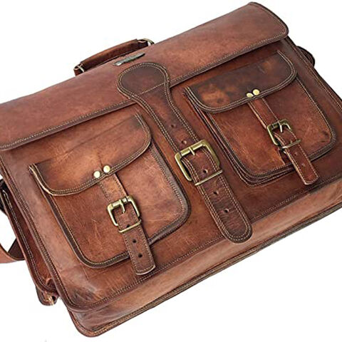 Bolso de Cuero Hecho a Mano para Viaje, Mensajero, Oficina, Bandolera, Portátil, Maletín, Computadora, Universidad for sale at factory direct price