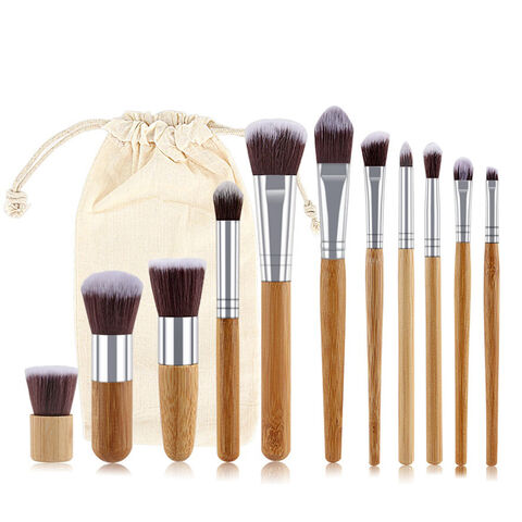 Bambus Make-up Pinselset, 11-teiliges Bambus Synthetik Kabuki Set für Foundation, Puder, Verblenden und Concealer for sale at factory direct price