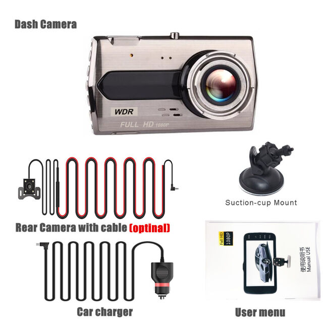 Caméra de Tableau de Bord DVR Blackbox 4 Pouces, Full HD 1080p, Angle de 170 Degrés