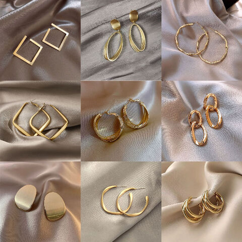 Gold Hoop Earrings Set For Women, 14K Gold Plated