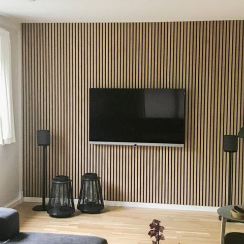 Paneles acústicos de madera con listones 3D para decoración de pared  interior, color nogal, panel absorbente de sonido, 42.5 x 17 pulgadas cada  uno