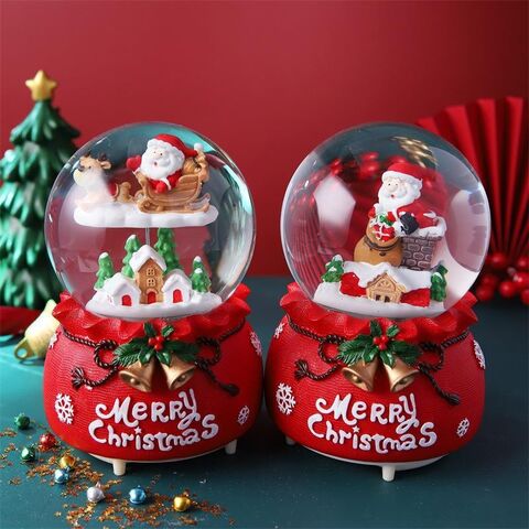 Caixa de música artesanal personalizada com bola de neve, bola de cristal, resina, lâmpada de vento, ornamentos de castelo, lembrança musical for sale at factory direct price