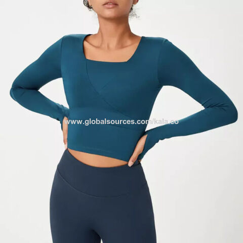 Otoño e Invierno Fitness Mujer Manga Larga Camiseta Slim estirar