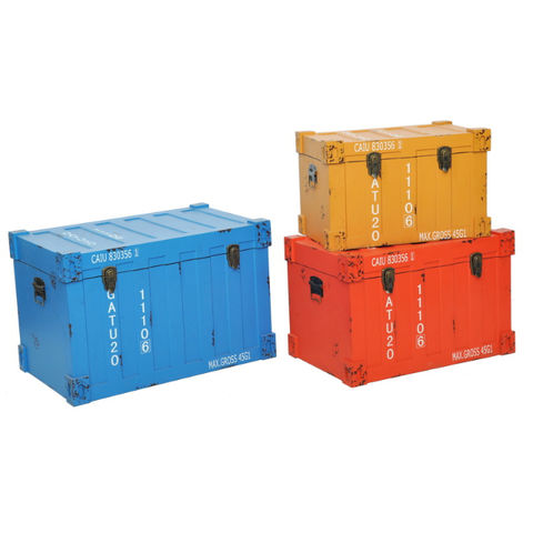Buy Wholesale China Set Of 3 Wooden Treasure Chest Boxes, Vintage ...