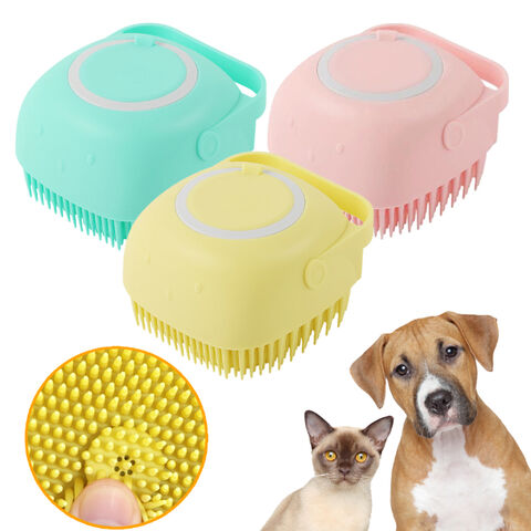 Shampoo Dispenser Pet Massage Bath Brush Dog Cat Silicone Scrub Tool