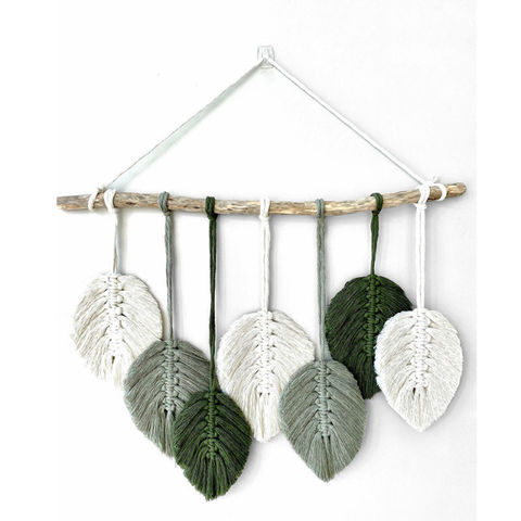 Buy Wholesale China Pretty Green Leaf Shape Macrame Wall Hanging