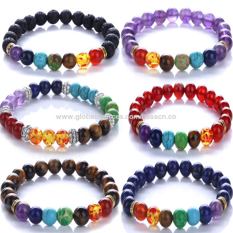 China Factory Natural Lava Rock Beads Stretch Bracelets, with