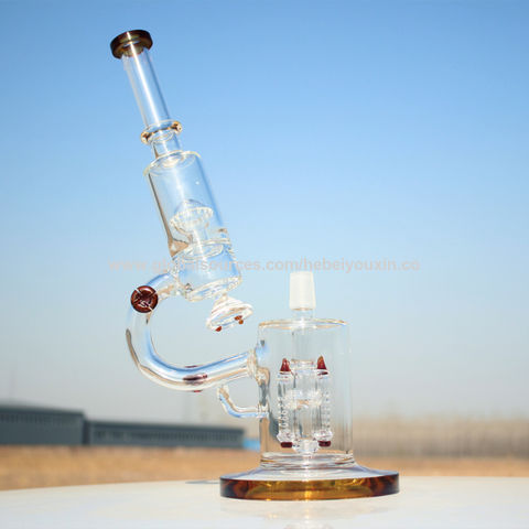 Wholesale Blue Glass Bong Water Pipe Recycler Dab Rig Hookah Pipes