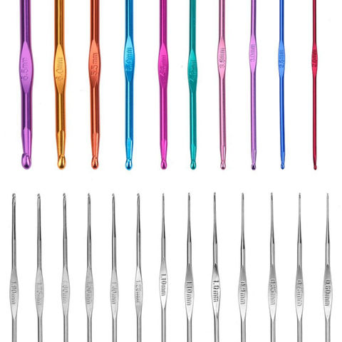 Metall-Häkelnadel-Set, Kombinationspackung aus Aluminiumwolle, Näh- und Strickwerkzeuge, 100-teiliges Set for sale at factory direct price