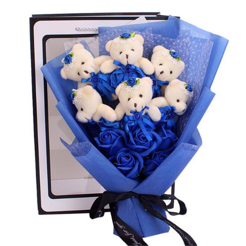 Buy Wholesale China Creative Gift Rose Soap Flower Box Teddy Bear ...