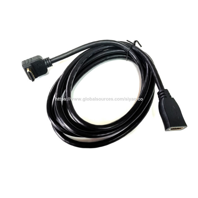 Kabel HDMI 2.1 4K Berlapis Emas Kecepatan Tinggi 90 Derajat Male to Female 48Gbps untuk TV Proyektor Komputer