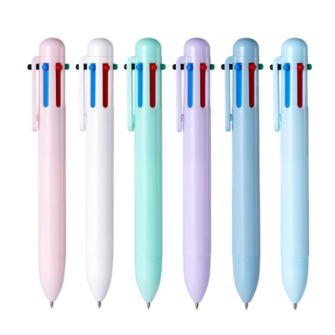 6 Pack Assorted Coloured Ink Ballpoint Pens main image 1