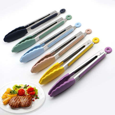Pinça de Cozinha de Silicone de 9 Polegadas Resistente ao Calor para Churrasco, Pinça para Bife, Pinças para Alimentos com Trava