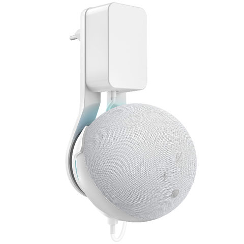 Supporto A Muro Per Echo Dot 4 E 5 Con Gestione Cavi: Niente Viti, Si Attacca In Un Secondo (bianco)