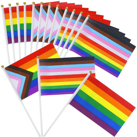 Buy Wholesale China Stick Flags,14*21cm Polyester Rainbow Gay Pride ...