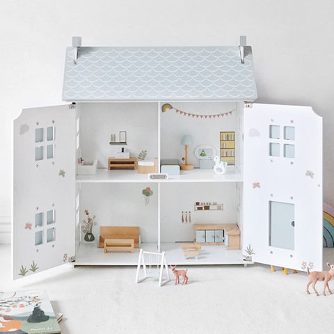 New Children's Play House Toys Mini Doll House Toy Portable Simulation  Villa Model Girl Toy Set