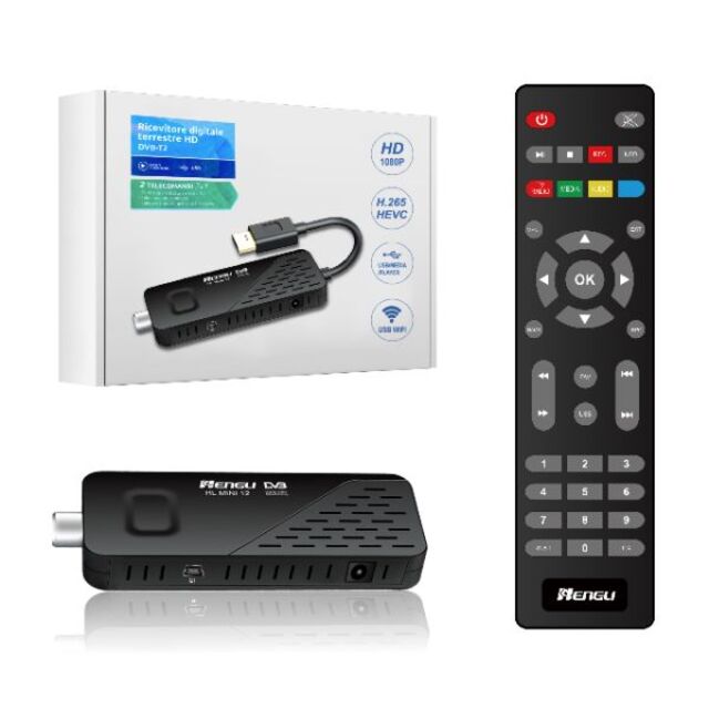 Dongle DVB-T2 Full HD pour Pologne et Italie, clé DVB-T2, décodeur TV