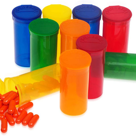8 Pack 60 Dram (240ml) Plastic Squeeze Pop Top Vials – Multicolor Pill Bottles