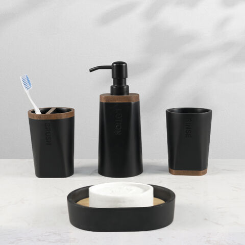 Resin & Wood Bathroom Accessories Set