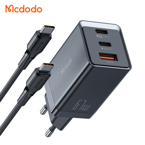  mcdodo Cargador USB C, bloque de cargador rápido USB C de 33 W,  tamaño pequeño, cargador dual USB-C y USB-A GaN tipo C, bloque de carga  rápida, adaptador de corriente para