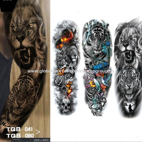 VANTATY 50 Sheets Black Temporary Tattoos for Men Adults Ealge Dragon Lion  Wolf | eBay