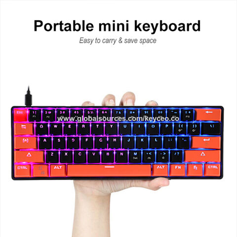 Teclado mecánico compacto al 60% con retroiluminación RGB Rainbow BT, teclado recargable con cable para gaming