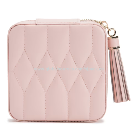 Estojo de Viagem para Joias em Couro Rosa com Zíper for sale at factory direct price