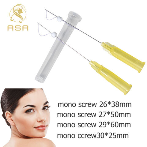 PHYMAT PDO-Gewinde Für Facelifting – 26G, 60 Mm, Mono-Schraubgewinde, Scharfe Spitze, 40 Stück