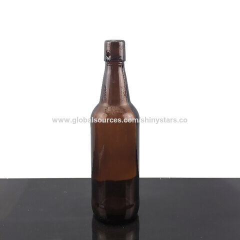 Garrafa de cerveja de vidro âmbar com tampa de rosca de 500ml