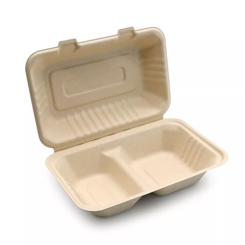 Biodegradable Tableware Togo Boxes for Food 2 Compartments - China  Container Box, Paper Packaging Box