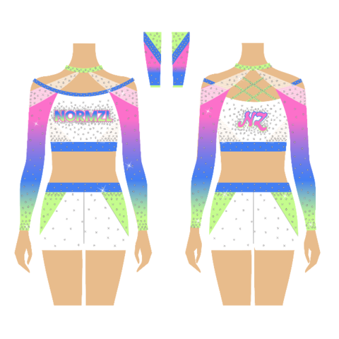 Professional Cheerleading Crop Tops with Sleeves