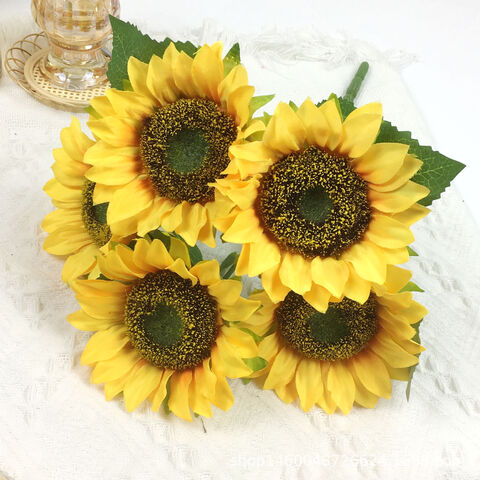 Buy Wholesale China 5 Heads Bouquet Sunflower Artificial Silk Flower ...