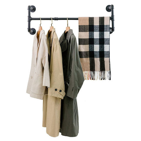 Industrial Pipe Clothing Rack 39 Inch Wall Mounted Clothes Rack