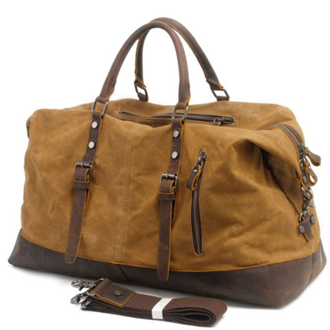 Bolso de Viaje Grande con Ribete, Bolso de Hombro para Fin de Semana, Bolso de Lona y PU para Noche for sale at factory direct price
