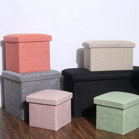 Tabouret de Rangement Pliable Multifonctionnel pour la Maison - Siège Coffre en Coton et Lin for sale at factory direct price