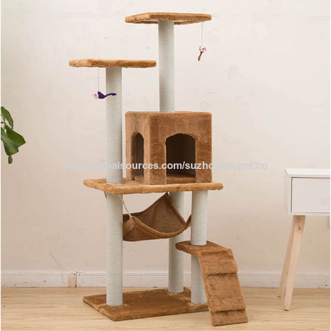HYABi 43.5-Inch Seagull Cat Tree - Collapsible Cat Tower With Scratching Posts & Plush Perches