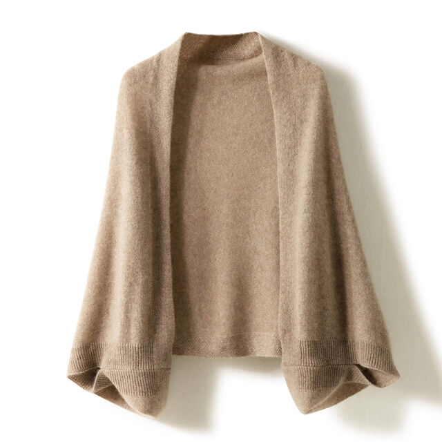 Weicher Damen Capelet Poncho Pullover aus reiner Kaschmirwolle